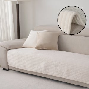 슬립제로 밍크 겨울 극세사 쇼파패드 매트 커버 돌 아이보리 3인용 소파패드 미끄럼방지