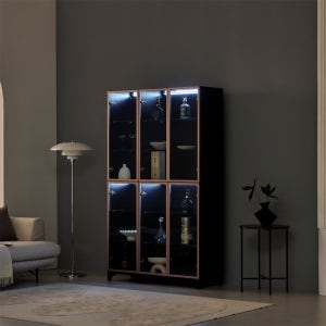 아시수 루미너스1900알미늄 장식장/블랙 730도어 거실 진열장 피규어 양주 리모컨LED