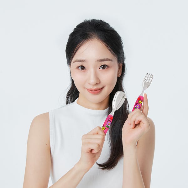 주니 올스테인리스 자기주도 이유식 스푼 포크 수저세트