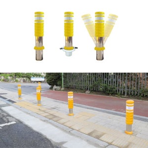 사람많은 인도 횡단보도앞 반사지 야간시인성 우레탄볼라드 어린이보호구역