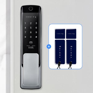 쿠잉 디지털도어락 DL-HY03S 지문인식 도어록 푸시풀 현관문 무타공 번호키 카드키