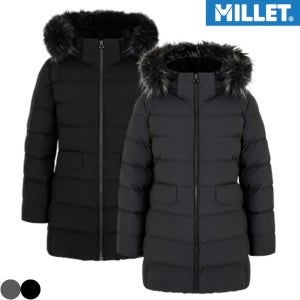 밀레 여성 롱패딩 구스다운 경량 모자털 겨울점퍼