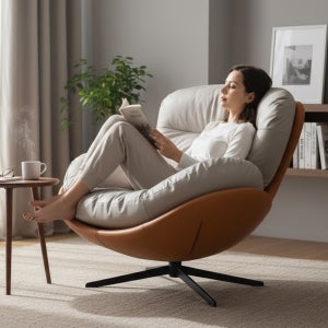 홈스월드 미엘라 360도 회전 1인용 소파 안락 독서 수유의자 무중력 릴렉스 암체어