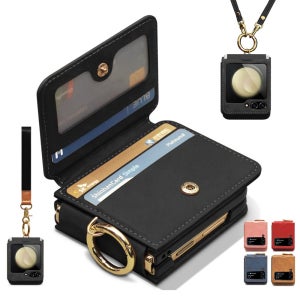 갤럭시 Z플립 케이스 힌지 보호 카인드 링 스트랩 2종 블랙, 갤럭시Z 플립6