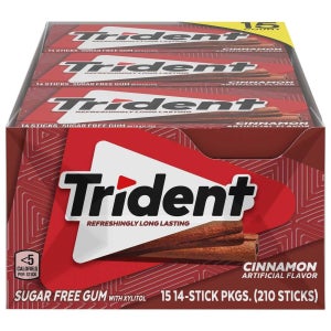 Trident 시나몬 무설탕 껌 14개입 15팩 399g 미국직구 탕비실 대용량 방학간식