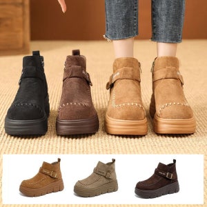 6cm 키높이 통굽 여성 앵클 부츠 여성 스노우부츠 미끄럼방지 겨울패딩부츠