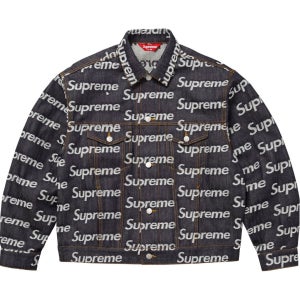 25FW 슈프림 데님 자켓 슈프림 자카드 로고 데님 트러커 자켓 리지드 인디고