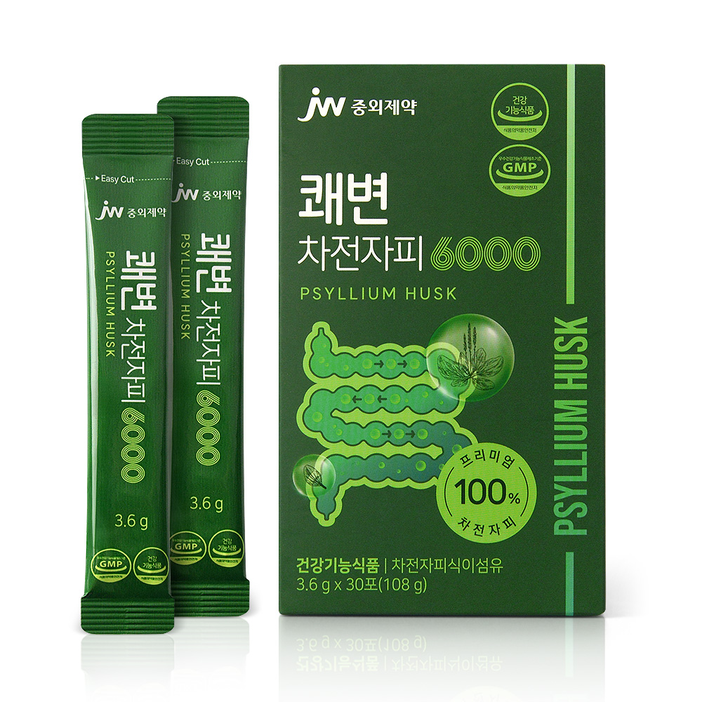 <b>jw중외제약</b> 쾌변 차전자피6000 식이섬유 영양제 <b>콜레스테롤</b> 30포, 1개