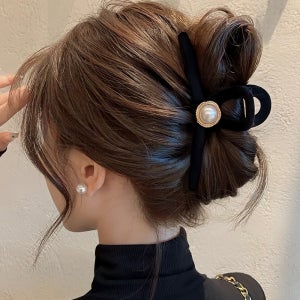 블랙벨벳 진주 포인트 헤어 집게핀 N852