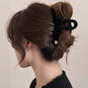 벨벳 미니리본 금장 포인트 집게핀 N855