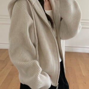 투웨이 후드 니트가디건 3col 집업 골지 재진행