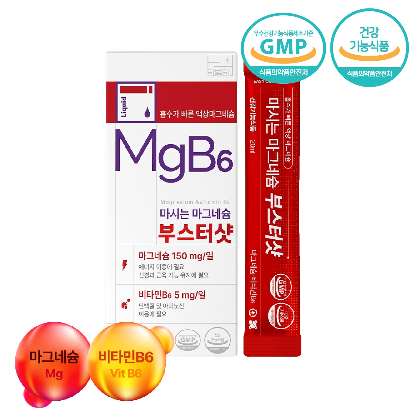 [흡수빠른] 마시는 <b>마그네슘</b> 영양제 액상 비타민B6 에너지 스틱 14포, 1개