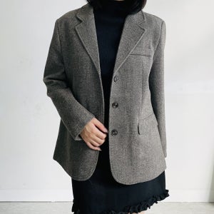 헤링본자켓 울자켓 클래식 투버튼 여성 블레이저 정장 재킷