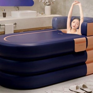 가정용 전신욕조 튜브욕조 성인 접이식 간이욕조 목욕 사우나 에어 블루 1.6m 3단 야오