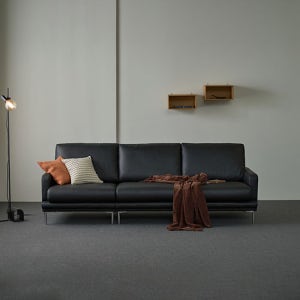 [월간베스트] 막스앤 루나 세미아닐린 전체 가죽소파 스툴미포함, 카본블랙, 4인용