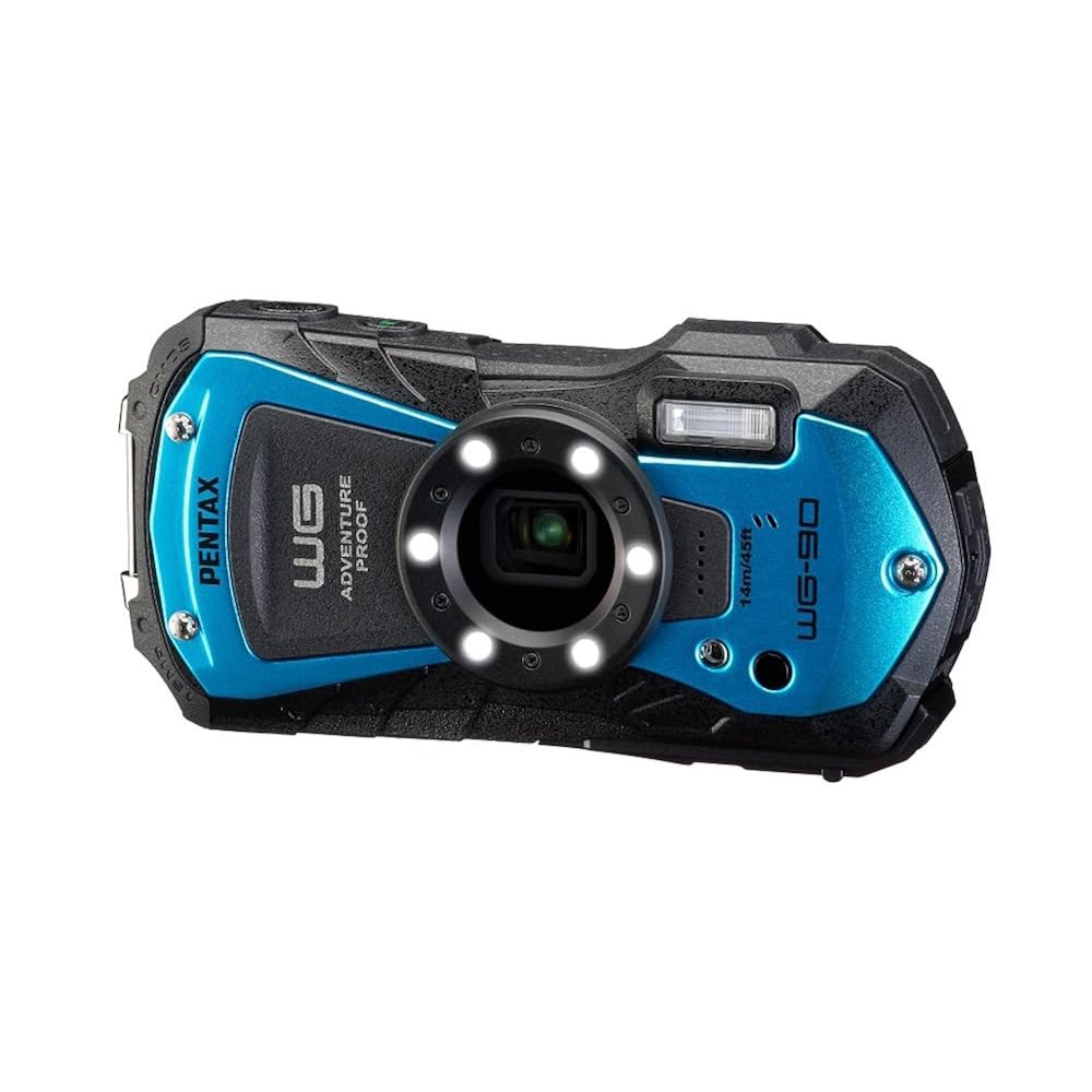PENTAX WG 90 블루 방수 카메라 충격 방지 방진 프리즈프루프 매크로 촬영을 위한 내장 6LED 라이트 수중 촬영 모드 Black Camera