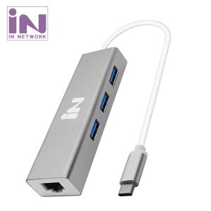 인네트워크 C타입 to USB 3.0 3포트 기가 랜카드 IN-C3U3L1