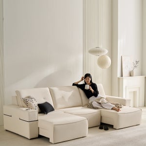 폴로까사 누에보 전동 슬라이딩 모션 무빙 리클라이너 루이스 4인 패브릭 소파