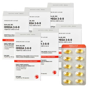 [서울대 수의학 교수 개발] 샤랩바이오 강아지 오메가3 6 9 영양제 피부 항산화 노견 면역 혈관 고함량 400mg, 60캡슐, 6개