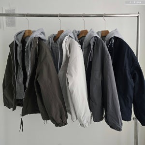 로블로 오버핏 레이어드 후드 야상 점퍼 4col 겨울 가을 이중 패딩 루즈핏 제이플로우