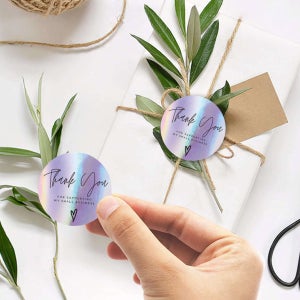 홀로그램 오로라 thank you 감사 포장 원형 롤스티커 1롤 500매