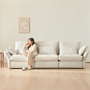 이노센트 하늘 구스 아쿠아 패브릭 모듈형 소파 스툴미포함, 그레이, 4인용