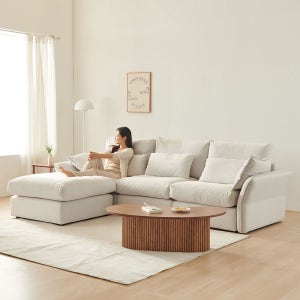 이노센트 하늘 구스 아쿠아 패브릭 모듈형 소파 스툴포함, 그레이, 4인용