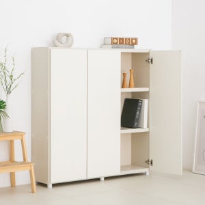 두리앳가구 그리메 3단 수납 책장 도어형 올문장 1200