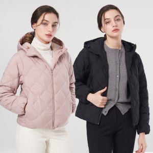 여성 경량패딩 누빔 후드 집업 점퍼 퀼팅 여자 숏패딩 키작녀(W6WJ05)