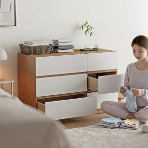 낮은 서랍장 드레스룸 아기 옷 서랍장 수건 미니 400x420x670, 3단, 오크