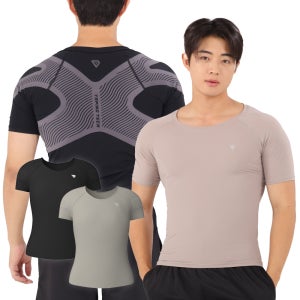 테이핑테크 FW 테이핑웨어 남성용 2장세트 바른자세 기모 반팔 티셔츠