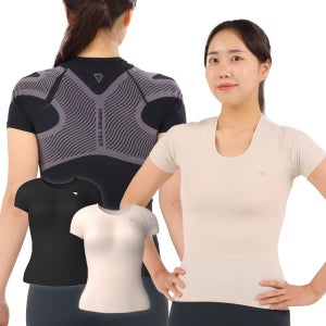 테이핑테크 FW 테이핑웨어 여성용 2장세트 바른자세 기모 반팔 티셔츠 요가 필라테스 헬스 운동복 짐웨어 이너웨어