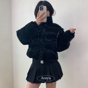 하이글로시 블랙 숏패딩 투웨이 패딩조끼 방수기능 캐주얼 꾸안꾸 아우터 2color
