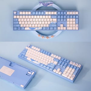 바밀로 고래 V2 기계식 키보드 게이밍 사무용 108키 RGB LED 유선+무선 듀얼모드, 핑크축(저소음적축 체리)