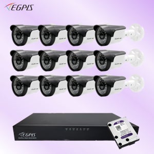 이지피스 210만화소 실외용카메라 12개 16채널 녹화기 방범용 매장용 CCTV 세트