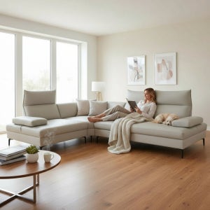 리안 클로이 이지클린 스윙 가죽소파 일자형, 코너형 스툴미포함, 그레이, 6인용