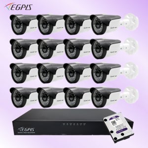 이지피스 210만화소 실외용카메라 16개 16채널 녹화기 방범용 매장용 CCTV 세트