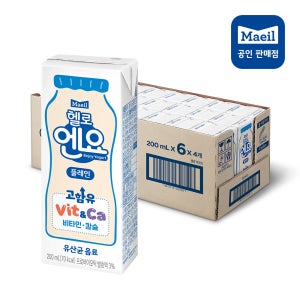매일유업 헬로엔요 플레인 유산균 음료 요구르트 200ml, 24개