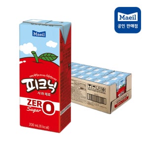 매일유업 피크닉 제로 주스 음료 제로슈거 사과 200ml, 24개