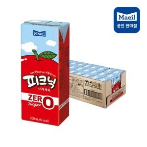 매일유업 피크닉 제로 주스 음료 제로슈거 사과 200ml, 24개