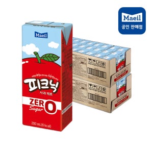 매일유업 피크닉 제로 주스 음료 제로슈거 사과 200ml, 48개