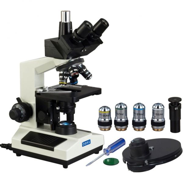 OMAX 위상 대비 키트 40X-2500X LED 삼안 화합물 현미경