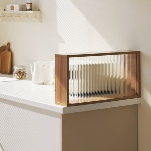 메종드꼼마 몽드 유리 파티션 아일랜드 주방 가벽 가림막 무타공 칸막이 600 라인, 내추럴