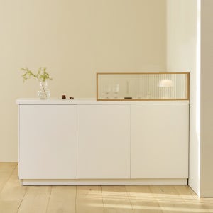 메종드꼼마 몽드 유리 파티션 아일랜드 주방 가벽 가림막 무타공 칸막이 1000 라인, 내추럴