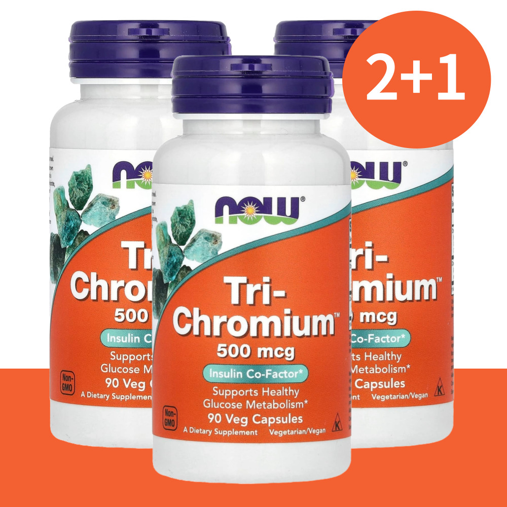 나우푸드 <b>트라이</b> 크롬 <b>크로뮴</b> 계피 함유 <b>500mcg</b> 90 식물성캡슐 (3개)