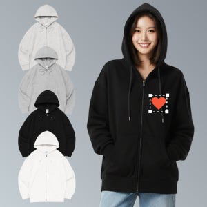 기본인쇄포함 오오티티 오버핏 특양면 후드 집업 주문 제작 비캔버스