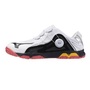 미즈노 탁구화 웨이브 메달 보아 BOA 화이트/바리톤블루/칼립소코랄