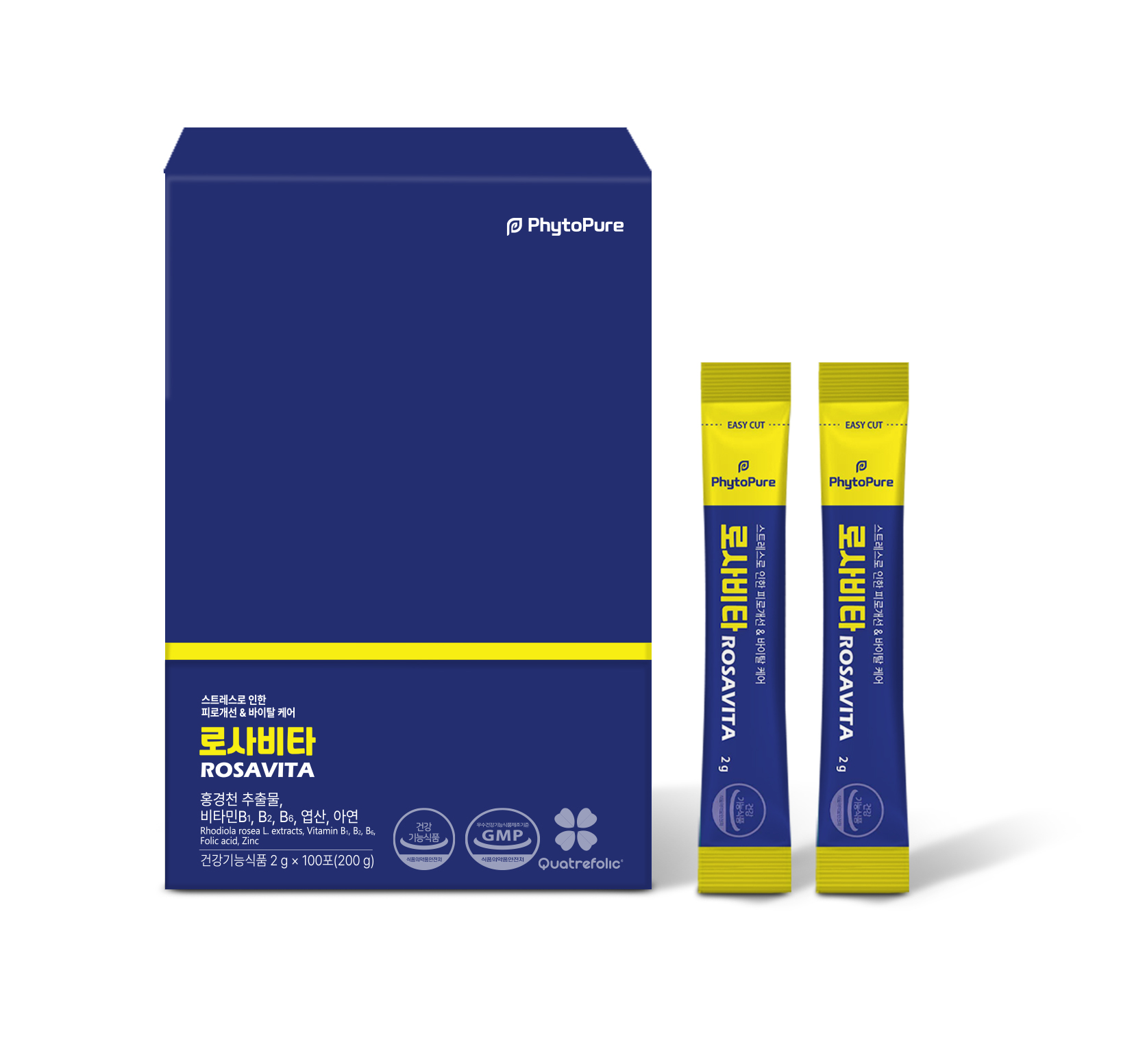 [로사비타] 홍경천 추출물 식약처 인정 스트레스 <b>피로개선</b> 영양제 100포, 1개