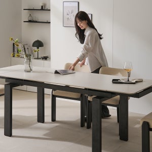 크리스 확장형식탁 4인용 6인용 8인용 세라믹 식탁 테이블 2000mm, 블랙