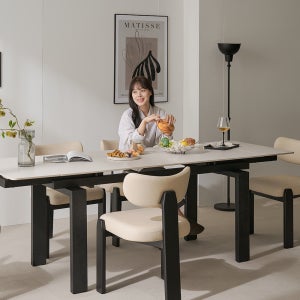 크리스 확장형식탁 4인용 6인용 8인용 세라믹 식탁 테이블 2200mm, 블랙